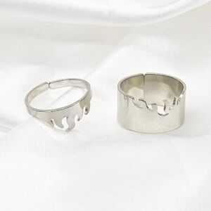 Silver Fire Flame Rings